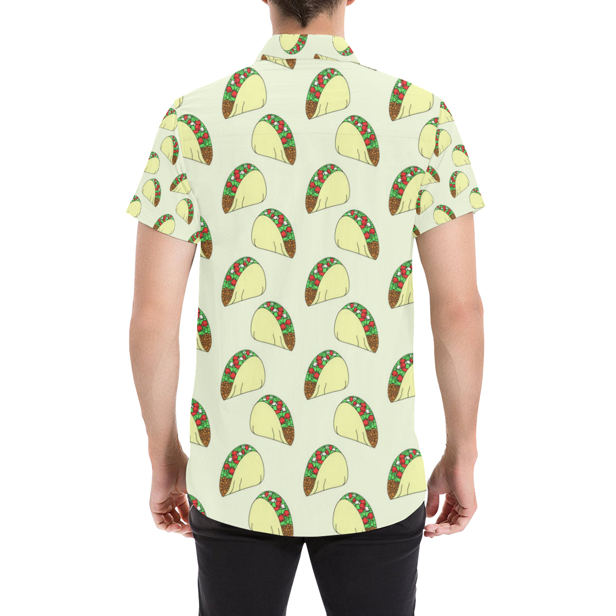Taco Pattern Print Design TC05 Men's Short Sleeve Button Up Shirt