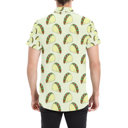 Taco Pattern Print Design TC05 Men's Short Sleeve Button Up Shirt