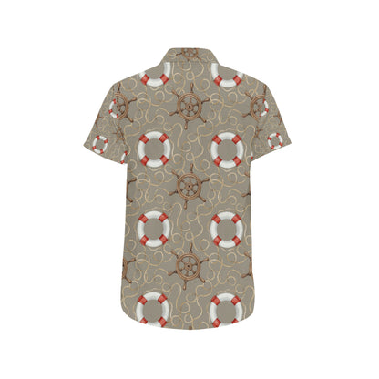 Nautical Pattern Print Design A02 Men's Short Sleeve Button Up Shirt