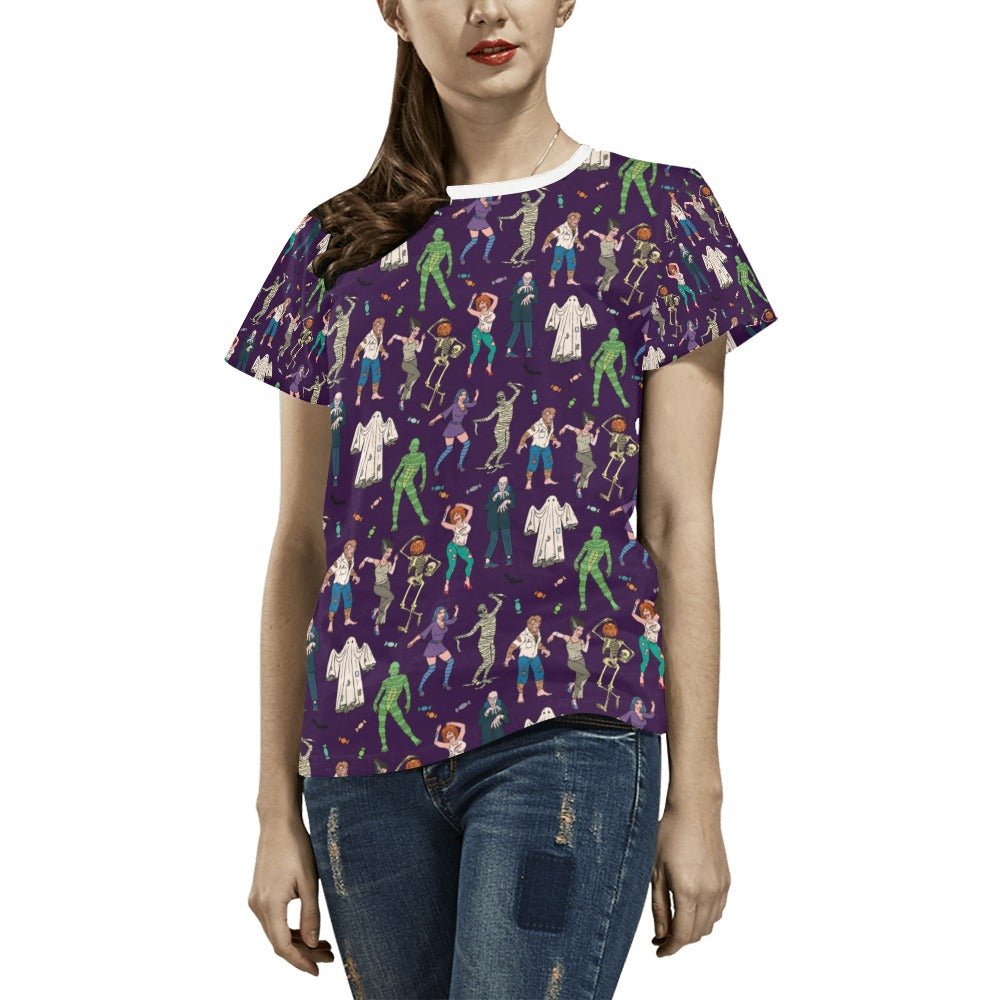 Creepy Zombie Print Design LKS302 Women's  T-shirt