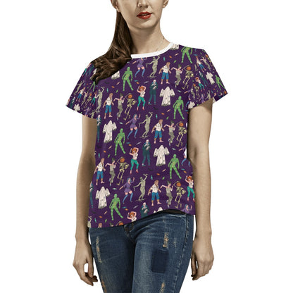 Creepy Zombie Print Design LKS302 Women's  T-shirt