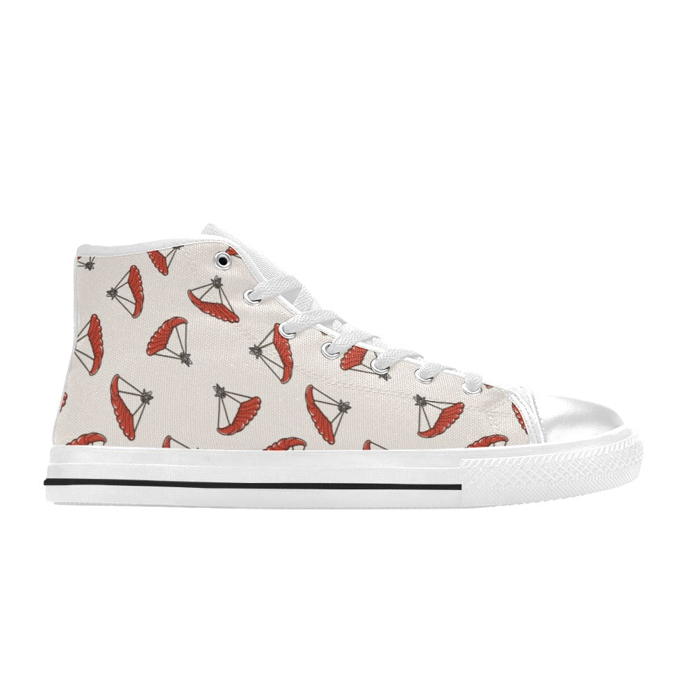 Skydiver Print Design LKS302 High Top Women's White Shoes