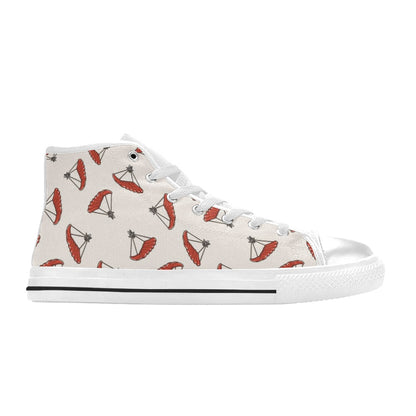 Skydiver Print Design LKS302 High Top Women's White Shoes