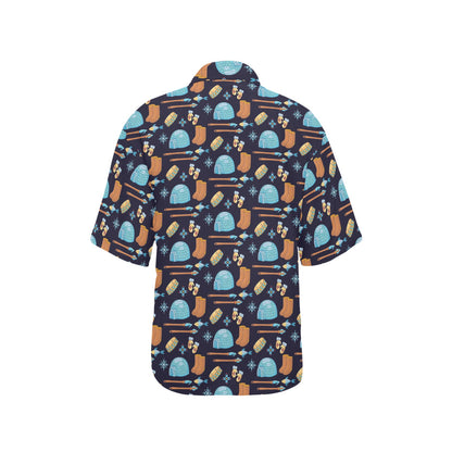 Eskimo Pattern Print Design 02 Women's Hawaiian Shirt