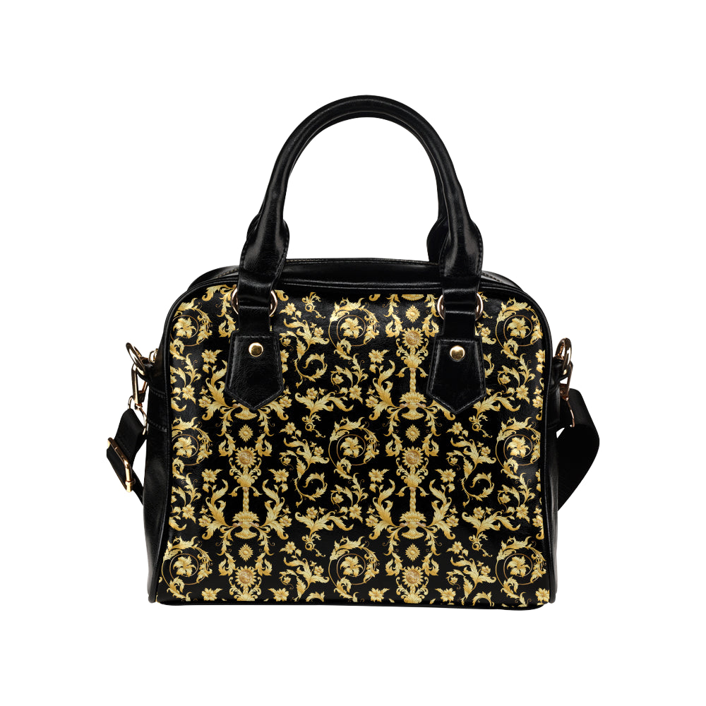 Baroque Golden Pattern Print Design 04 Shoulder Handbag