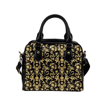 Baroque Golden Pattern Print Design 04 Shoulder Handbag