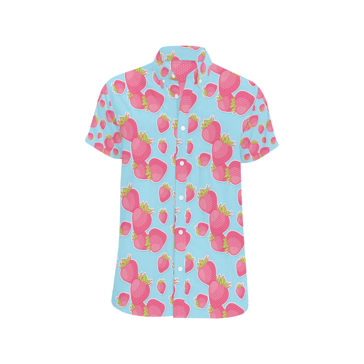 Strawberry Pattern Print Design SB04 Men's Short Sleeve Button Up Shirt