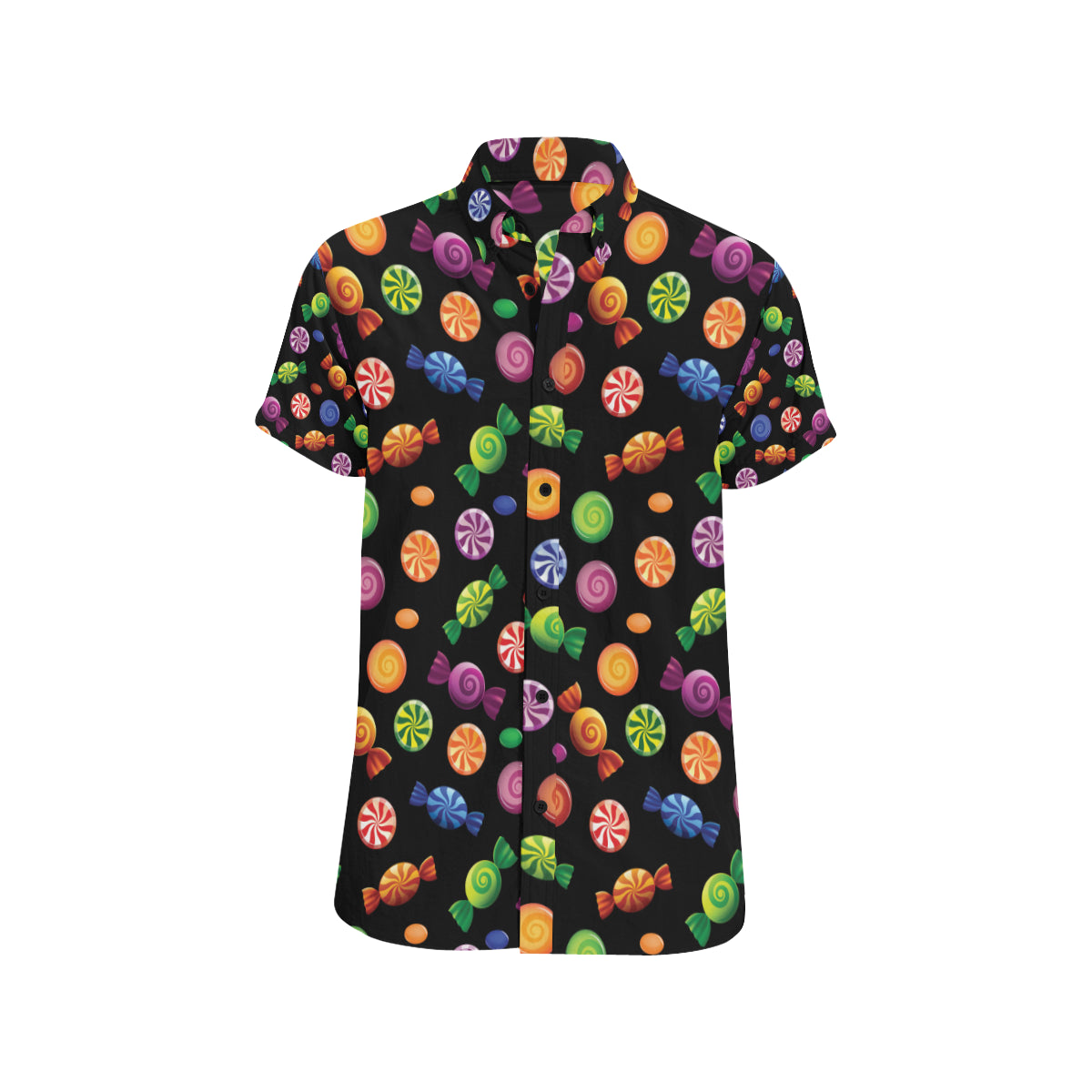 Candy Pattern Print Design 01 Men's Short Sleeve Button Up Shirt