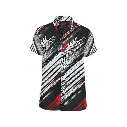 Racing Pattern Print Design A03 Men's Short Sleeve Button Up Shirt