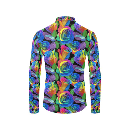 Rose Pattern Print Design RO02 Men's Long Sleeve Shirt