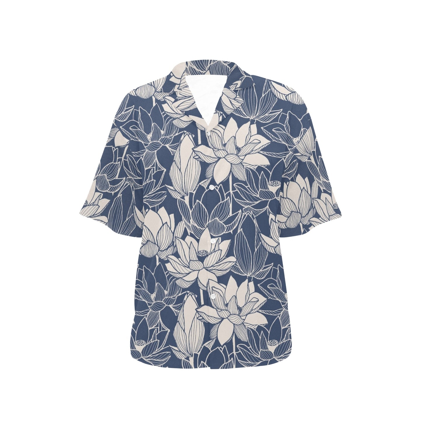 Water Lily Pattern Print Design WL04 Women's Hawaiian Shirt