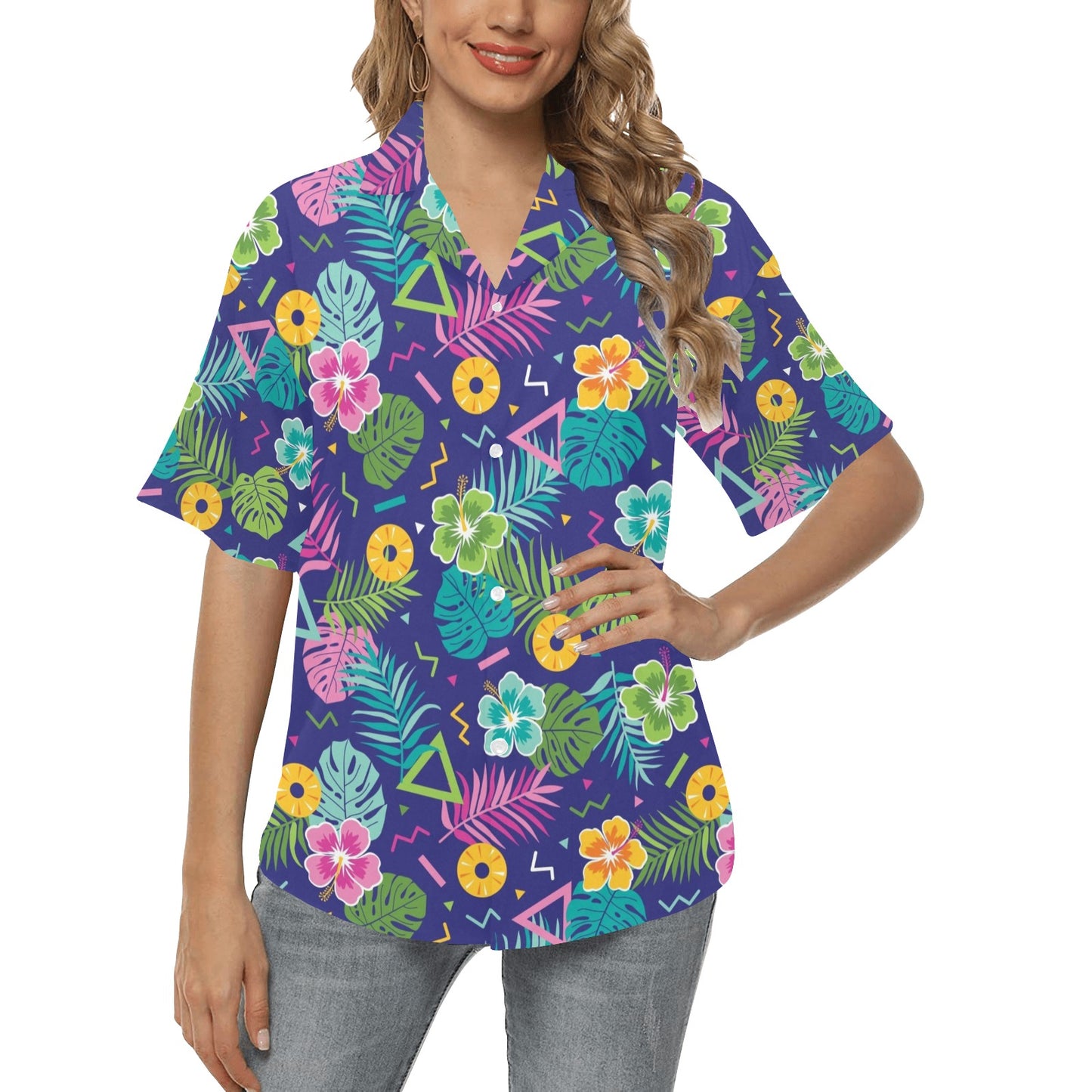 Hawaiian Themed Pattern Print Design H014 Women's Hawaiian Shirt