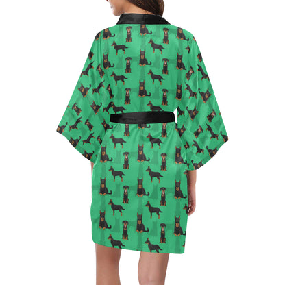 Beauceron Pattern Print Design 01 Women's Short Kimono