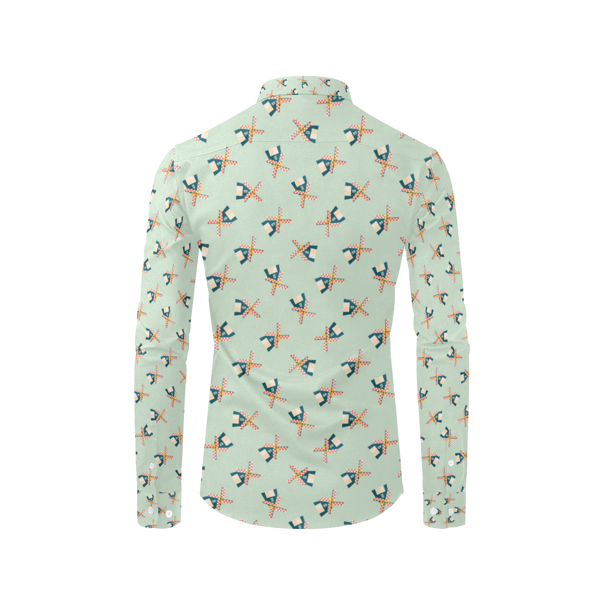 Windmill Pattern Print Design 02 Men's Long Sleeve Shirt