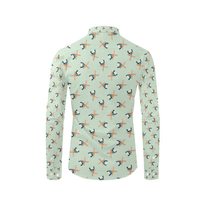 Windmill Pattern Print Design 02 Men's Long Sleeve Shirt