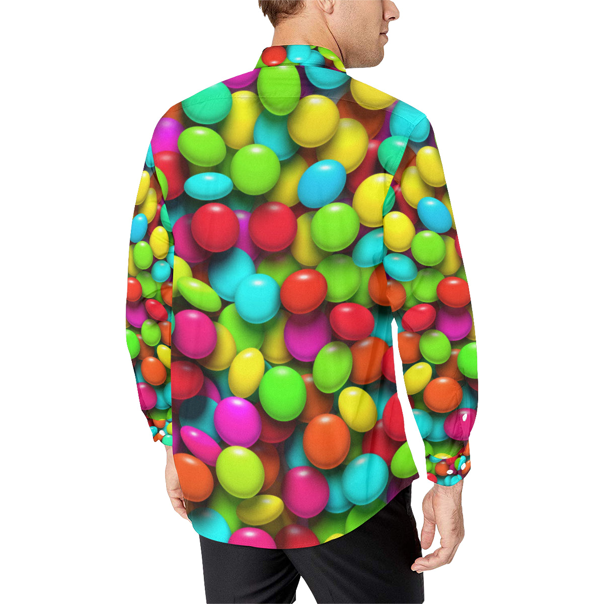 Candy Pattern Print Design CA03 Men's Long Sleeve Shirt