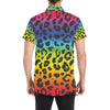 Rainbow Leopard Pattern Print Design A01 Men's Short Sleeve Button Up Shirt