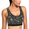 Rock and Roll Skull Pattern Print Design A03 Sports Bra