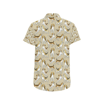 Beagle Pattern Print Design 04 Men's Short Sleeve Button Up Shirt