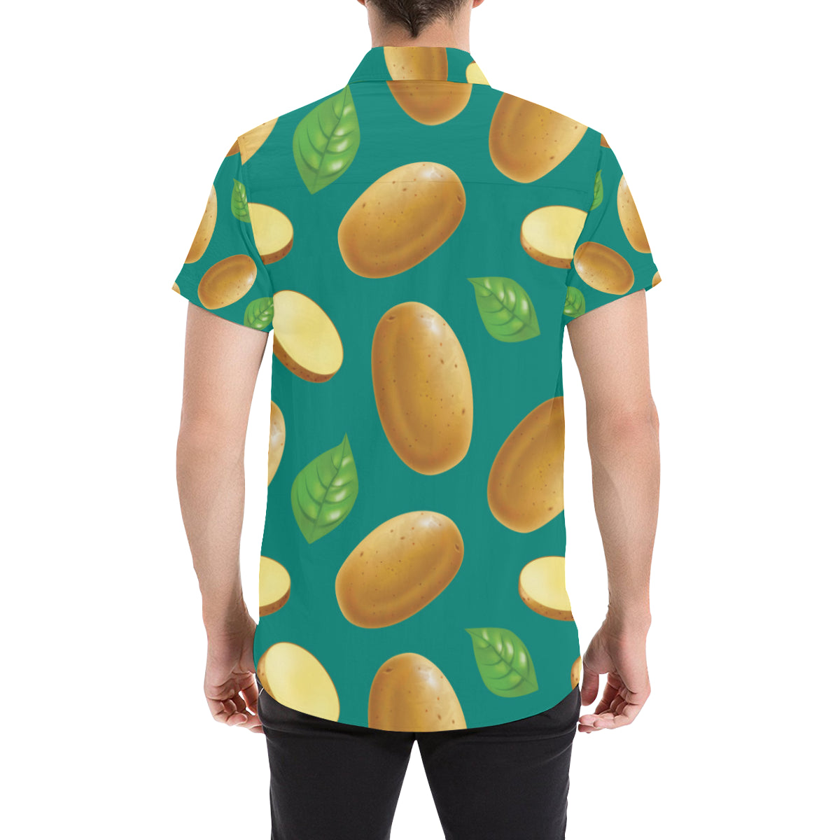 Potato Pattern Print Design A04 Men's Short Sleeve Button Up Shirt