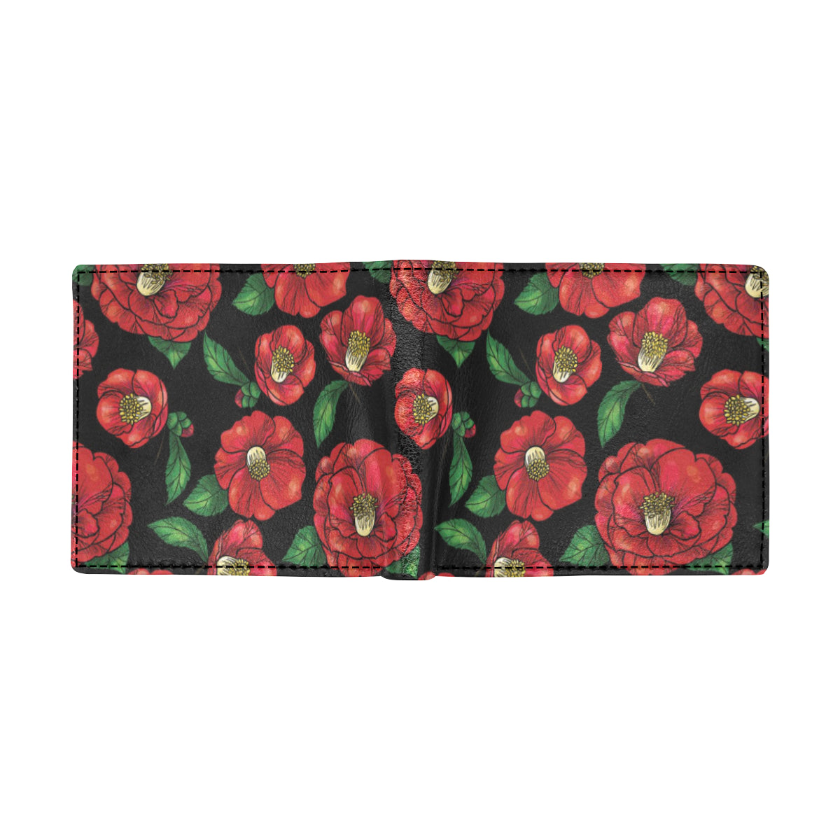 Camellia Pattern Print Design CM07 Men's ID Card Wallet