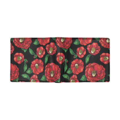 Camellia Pattern Print Design CM07 Men's ID Card Wallet