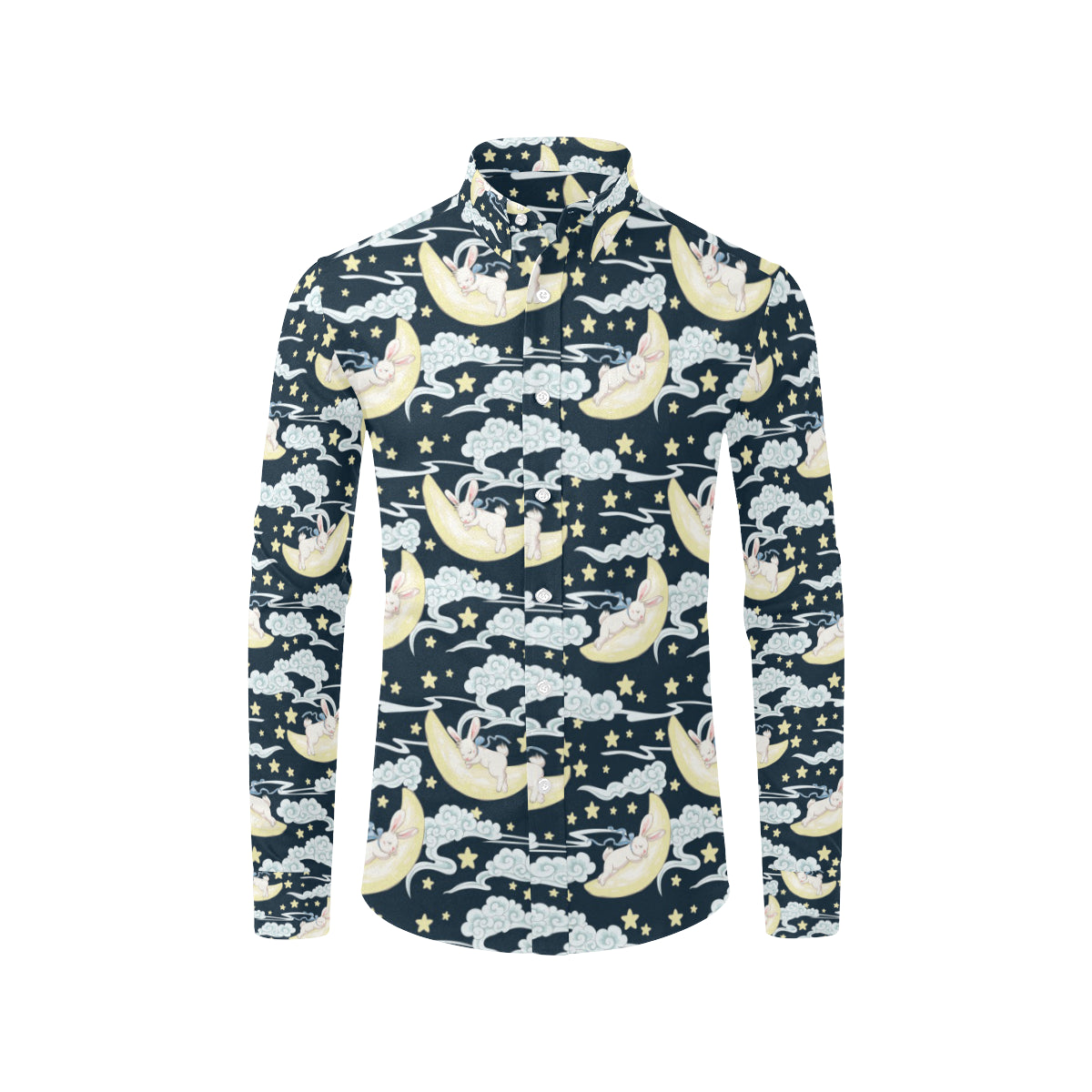 Rabbit Sleeping Pattern Print Design RB08 Men's Long Sleeve Shirt