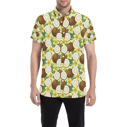 Coconut Pattern Print Design CN02 Men's Short Sleeve Button Up Shirt