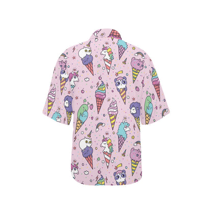 Ice Cream Pattern Print Design IC05 Women's Hawaiian Shirt