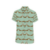 Dachshund Pattern Print Design 02 Men's Short Sleeve Button Up Shirt