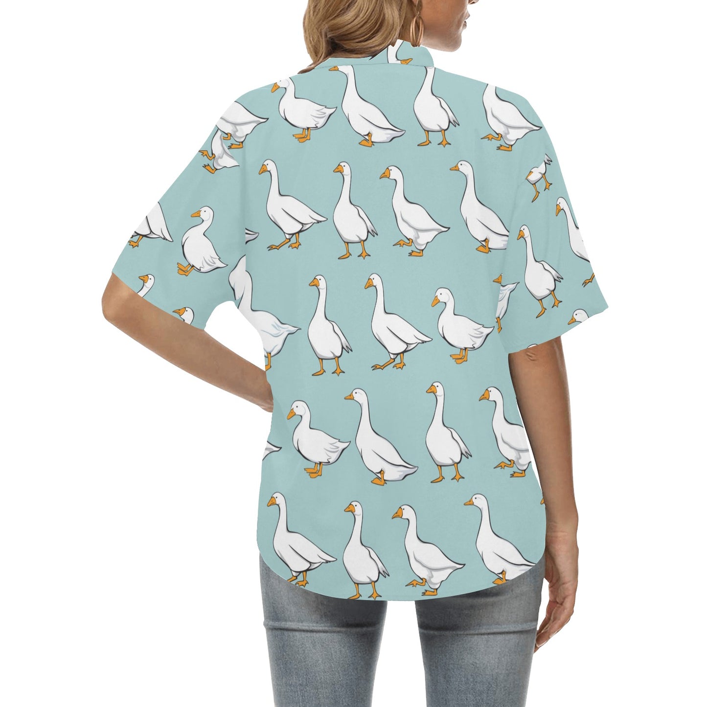 Goose Pattern Print Design 02 Women's Hawaiian Shirt