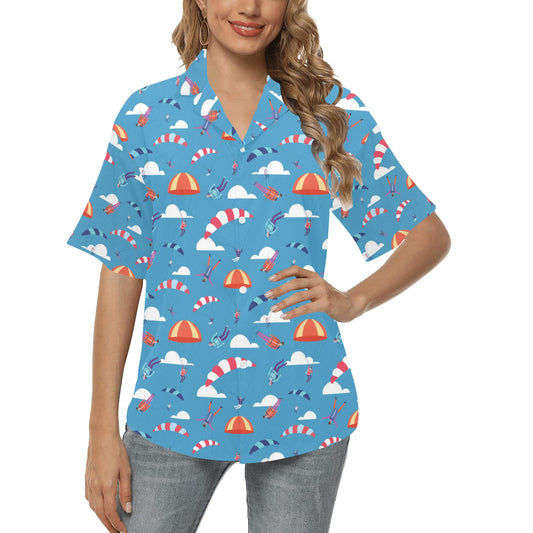 Skydiving Pattern Print Design 03 Women's Hawaiian Shirt