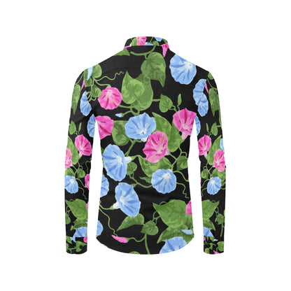 Morning Glory Pattern Print Design MG04 Men's Long Sleeve Shirt