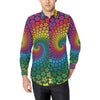 Flower Power Rainbow Spiral Print Men's Long Sleeve Shirt