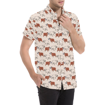 Bulldogs Pattern Print Design 04 Men's Short Sleeve Button Up Shirt