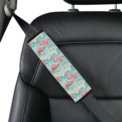 Flamingo Background Themed Print Car Seat Belt Cover