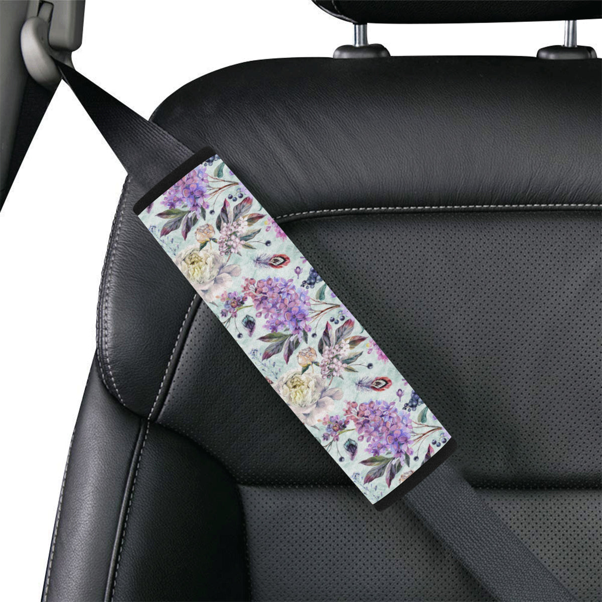 Lilac Pattern Print Design LI06 Car Seat Belt Cover