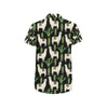 Llama Cactus Pattern Print Design 011 Men's Short Sleeve Button Up Shirt