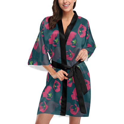 Morning Glory Pattern Print Design 01 Women's Short Kimono