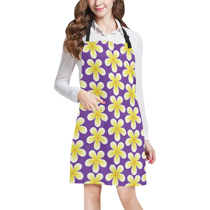 Yellow Plumeria Pattern Print Design PM05 Apron with Pocket