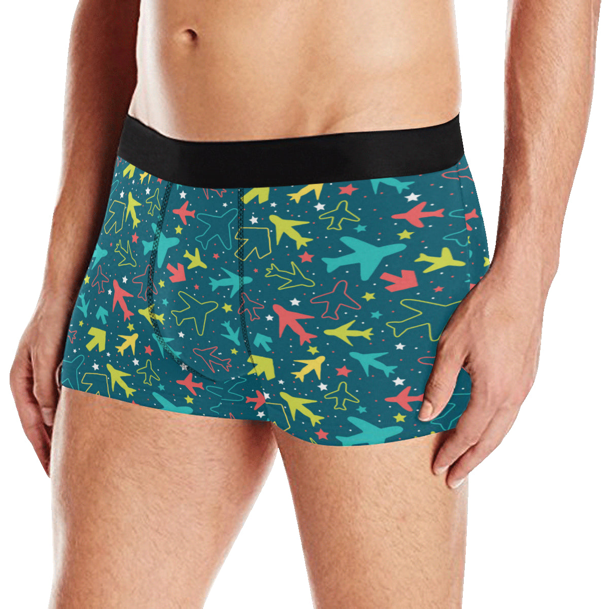 Airplane Pattern Print Design 05 Men's Boxer Briefs