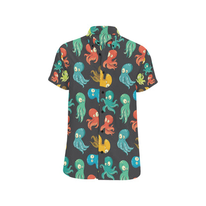 Octopus Pattern Print Design A01 Men's Short Sleeve Button Up Shirt