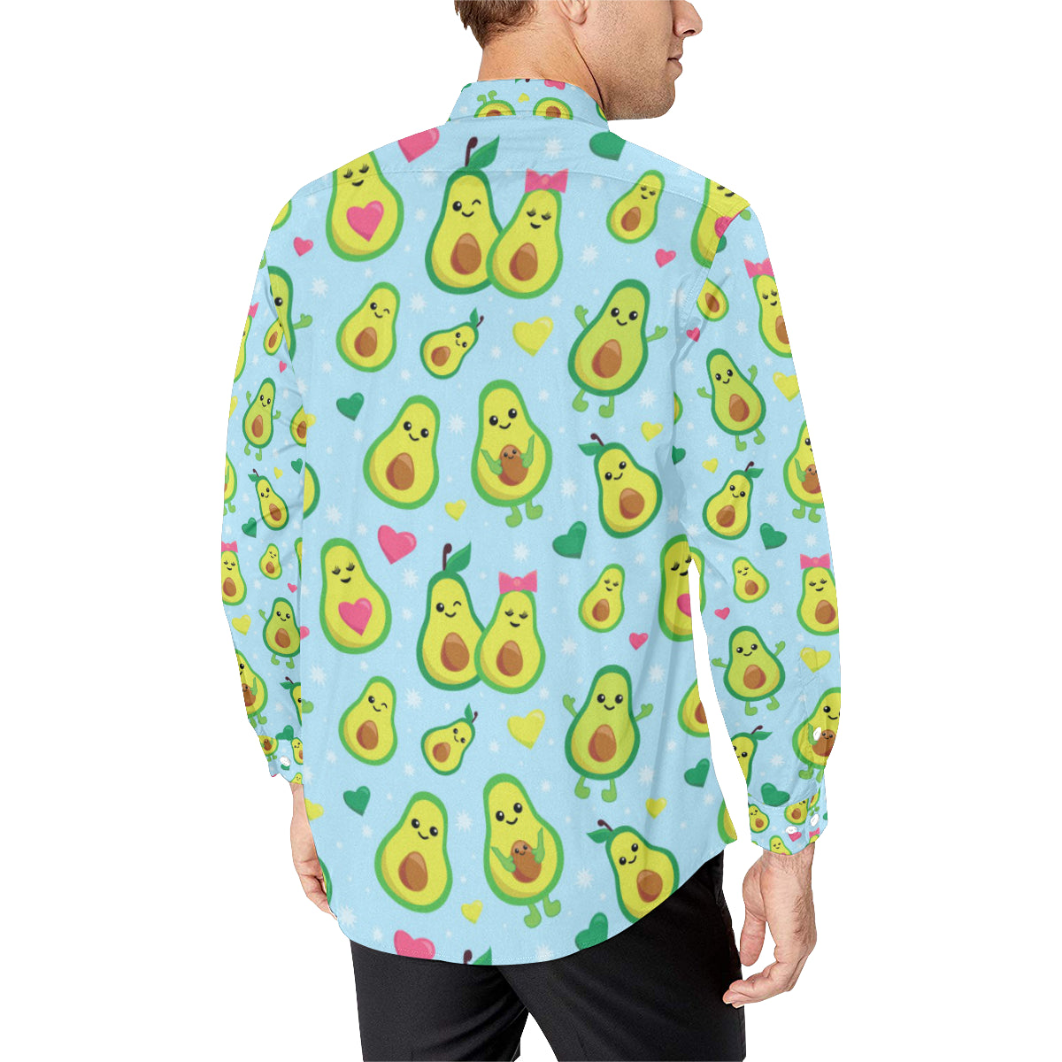 Avocado Pattern Print Design AC09 Men's Long Sleeve Shirt