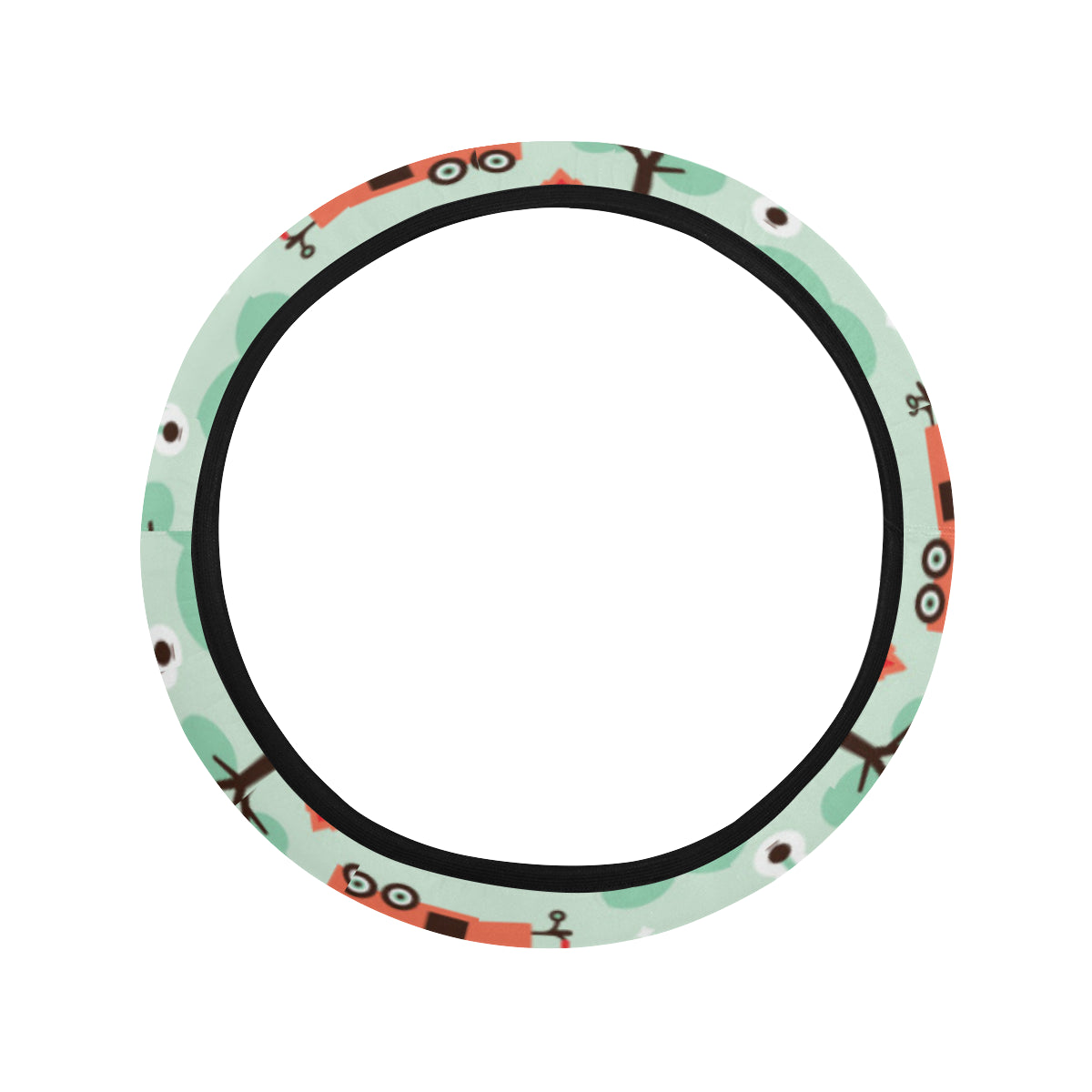 Camper Tent Pattern Print Design 01 Steering Wheel Cover with Elastic Edge
