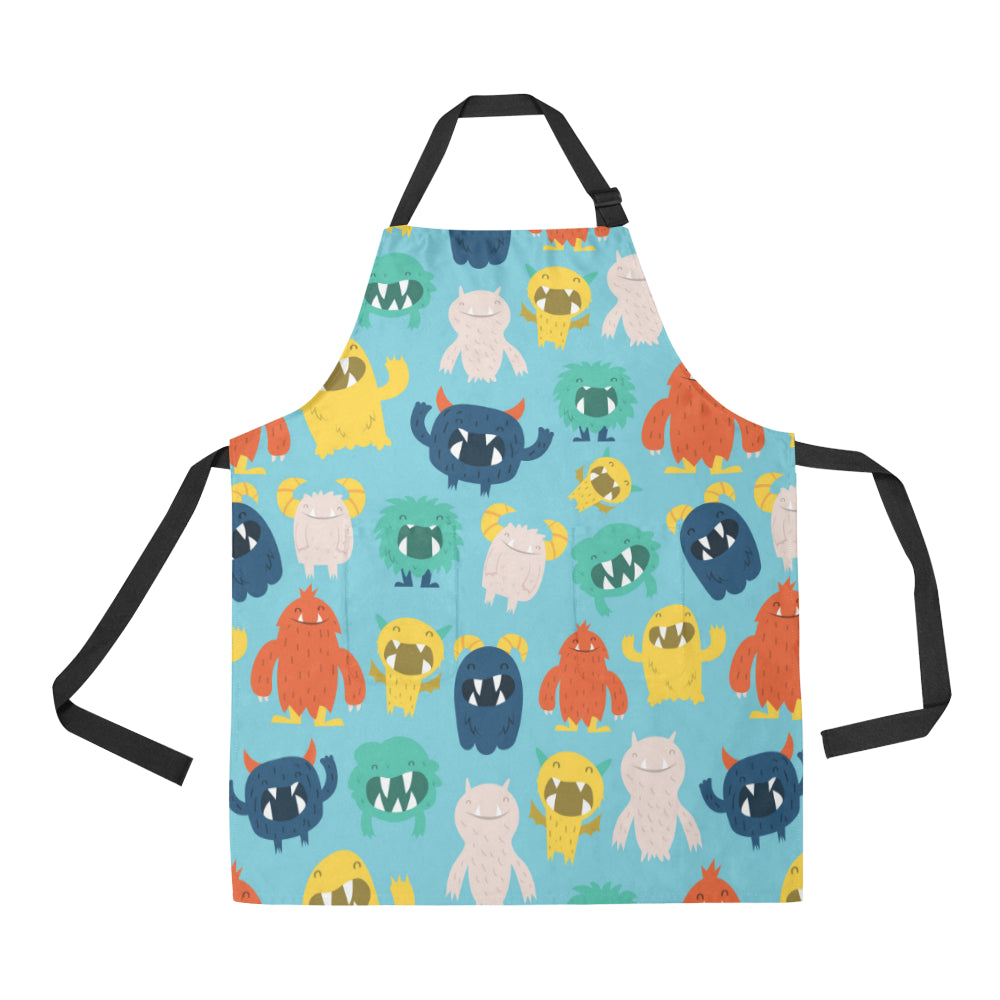 Monster Cartoon Pattern Print Design 03 Apron with Pocket