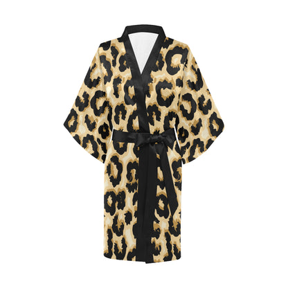 Jaguar Skin Pattern Print Design 02 Women's Short Kimono