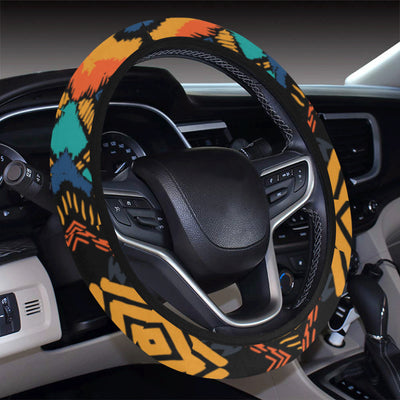 Kente Pattern Print Design 04 Steering Wheel Cover with Elastic Edge