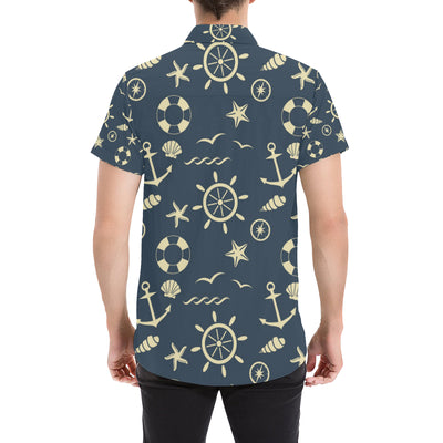 Nautical Pattern Print Design A01 Men's Short Sleeve Button Up Shirt