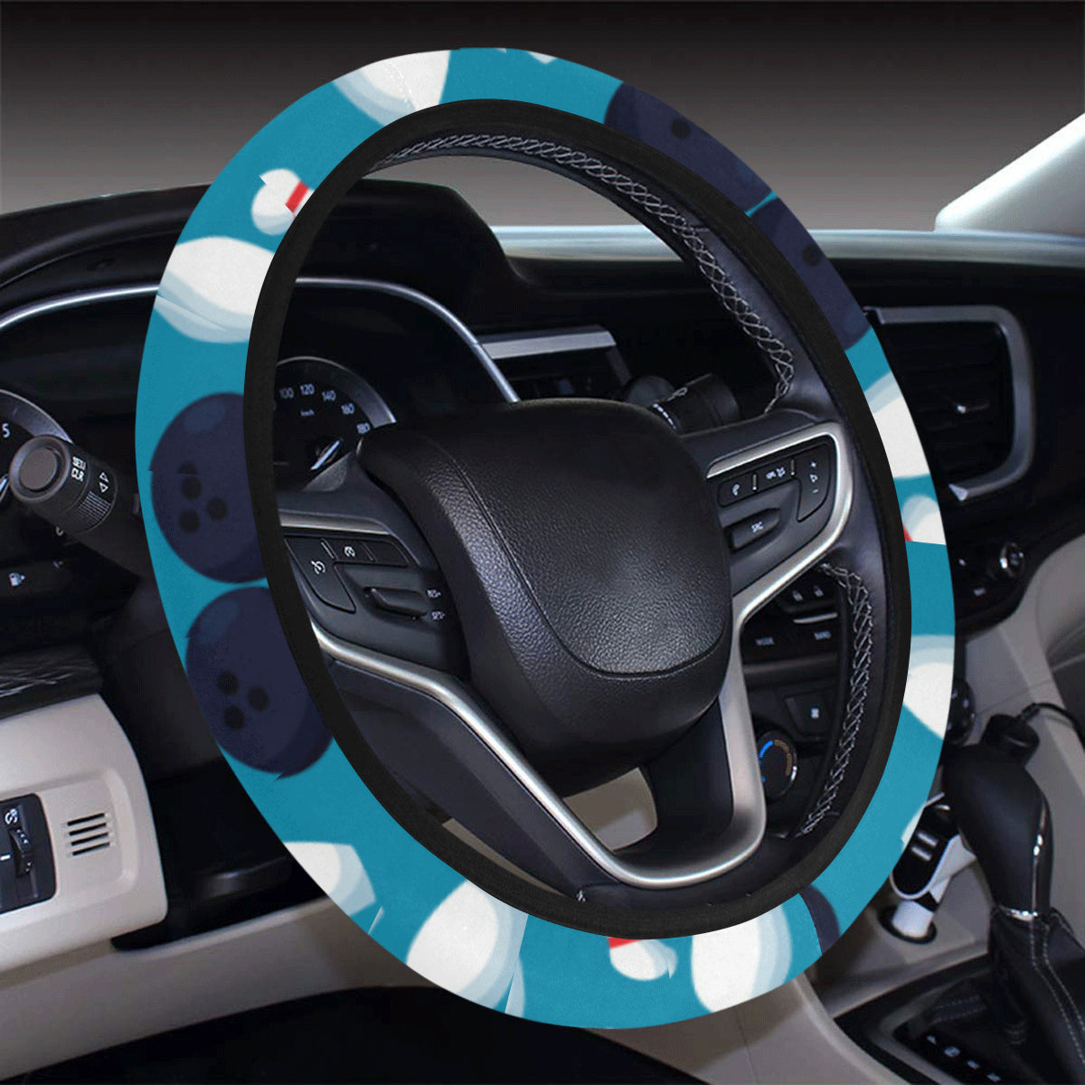 Bowling Pin Pattern Print Design 010 Steering Wheel Cover with Elastic Edge