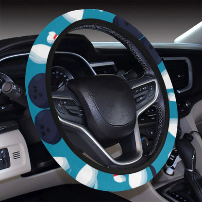 Bowling Pin Pattern Print Design 010 Steering Wheel Cover with Elastic Edge